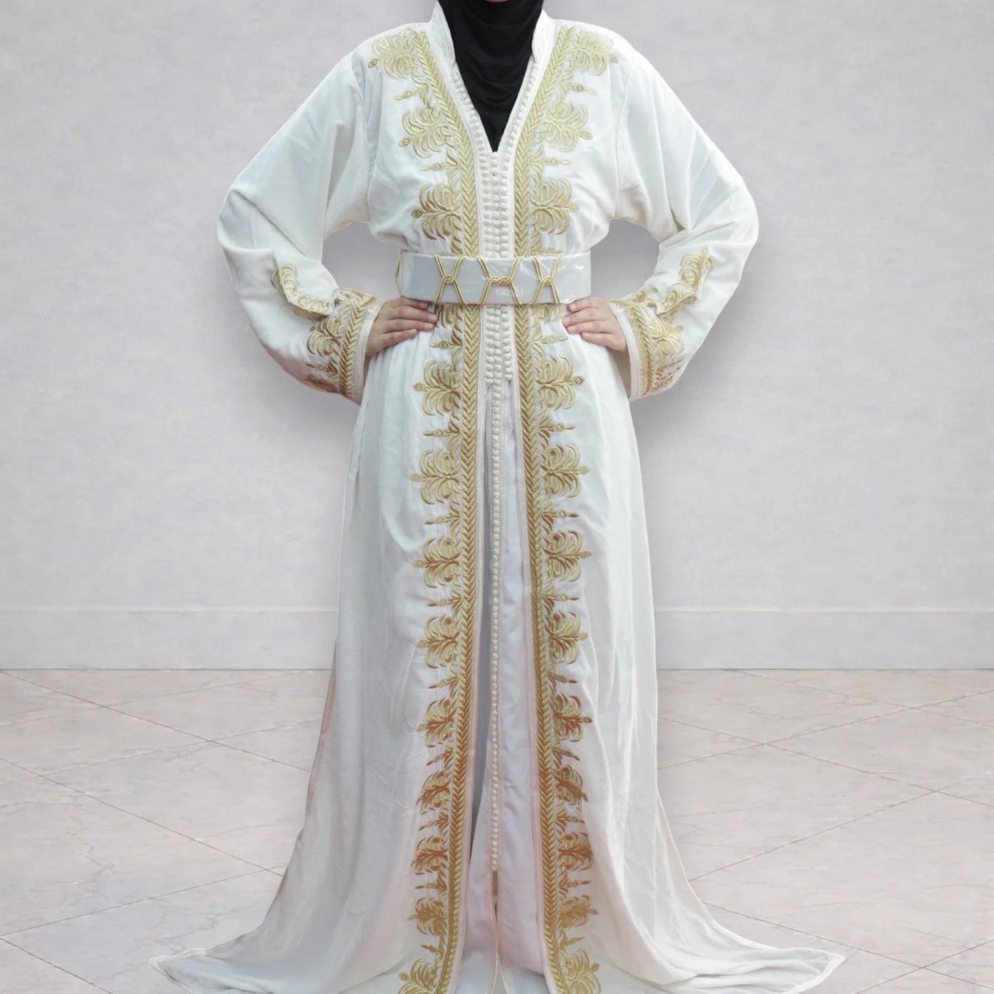 Takchita en velour - Blanc